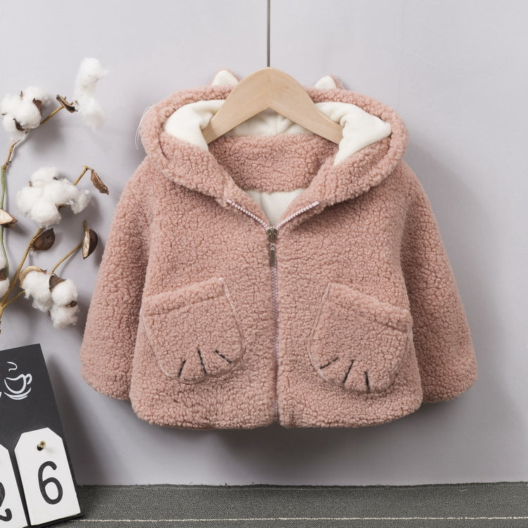Boys and girls cashmere thick coat