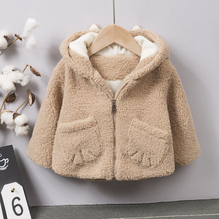 Boys and girls cashmere thick coat