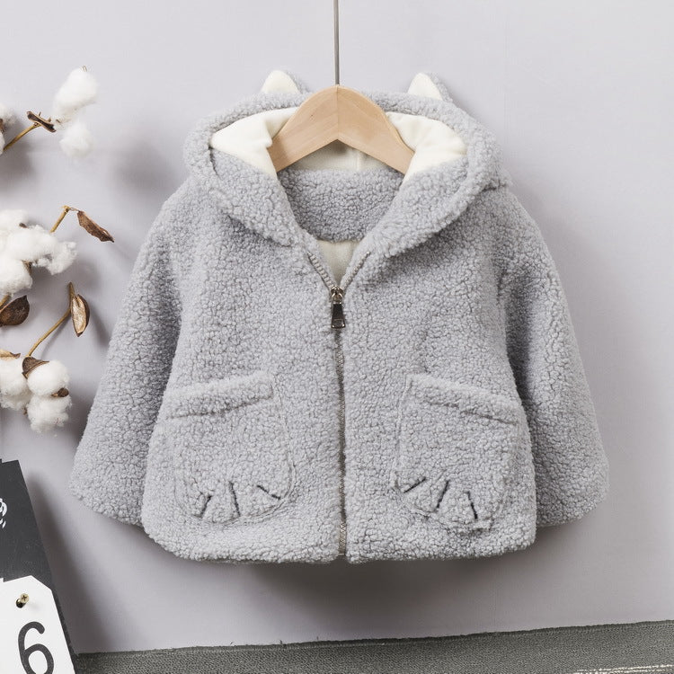 Boys and girls cashmere thick coat